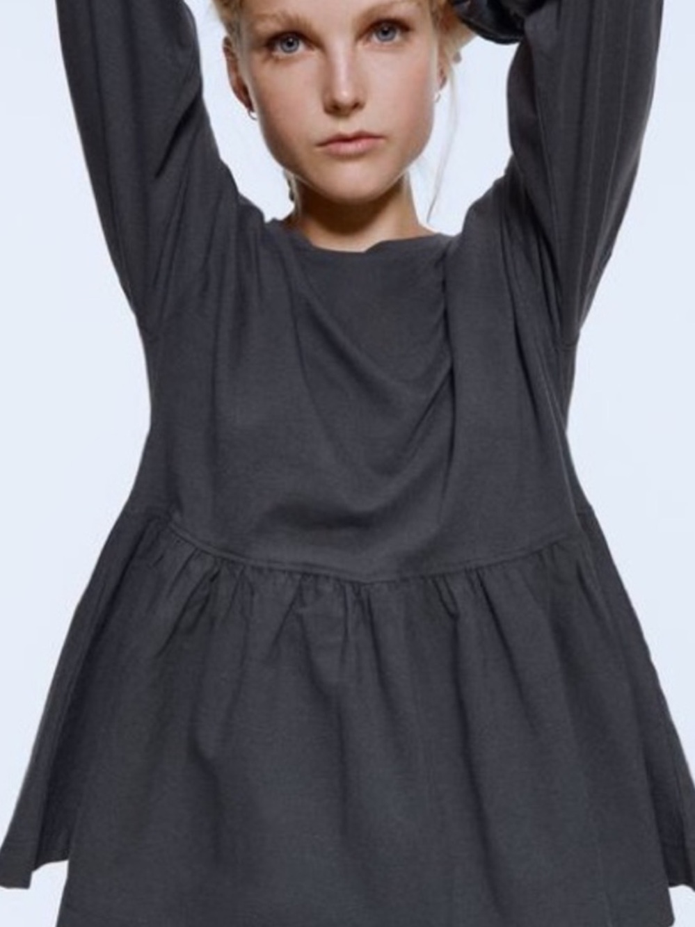 Zara Charcoal Gray Peplum Blouse - Size Small